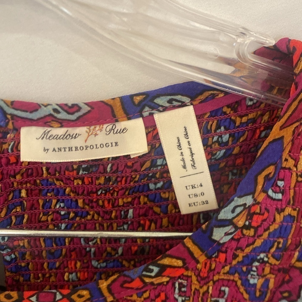 Meadow Rue by Anthropologie Flutter Sleeve Sheer Top SZ: 0 - Picture 4 of 6